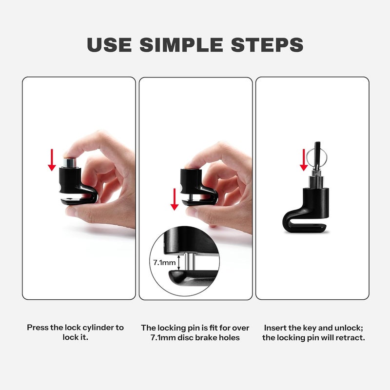 UP Security Disc Brake Lock for Motorcycle Accessories Heavy Duty Bike Bicycle Anti Theft Lock Compact Electric Scooter Ebike Powersports Wheel Hover Disc Locks (Black) - Image 5